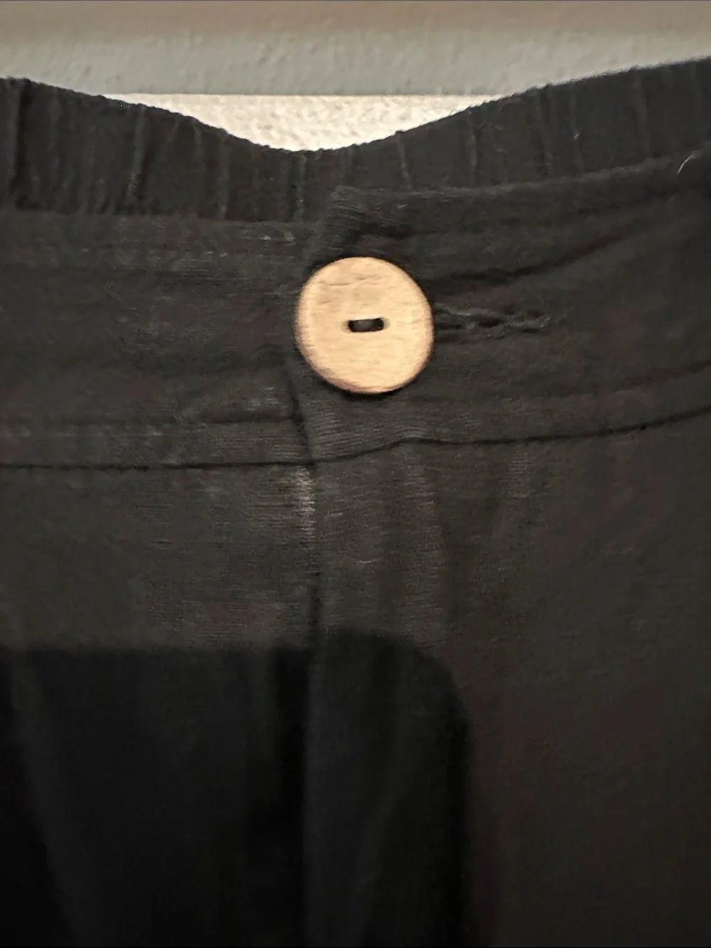 Women's Black Wide-Leg Linen Blend Pants